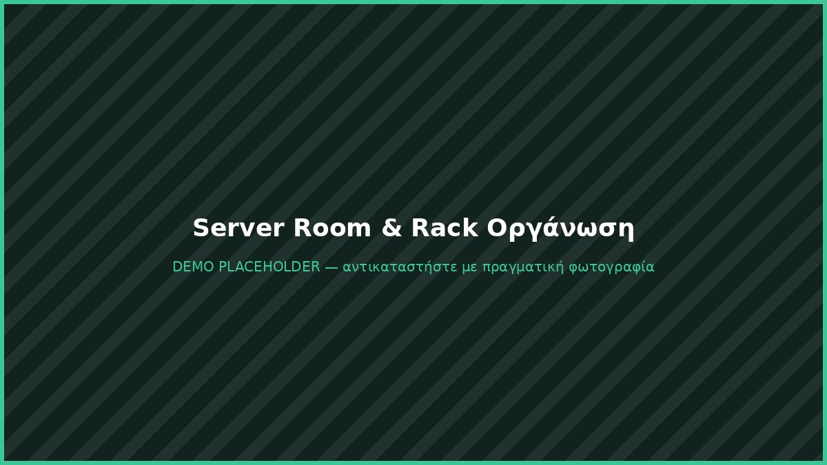 Server room με οργανωμένα rack δικτυακού εξοπλισμού