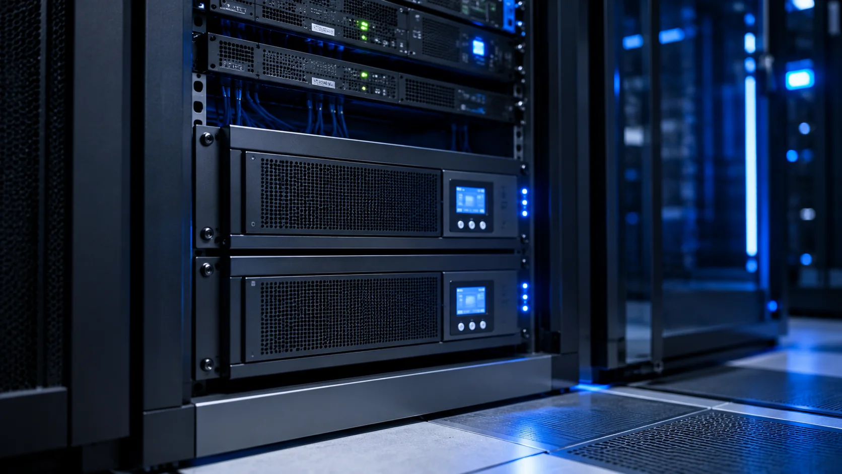Rack-mounted UPS αδιάλειπτης τροφοδοσίας σε server room γραφείου